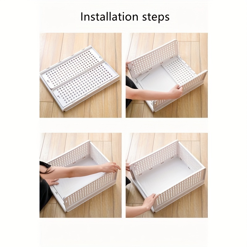 1pc Hollow Out Design Plastic Clothes Storage Box, Adjustable Closet Shelf  For Clothing Storage