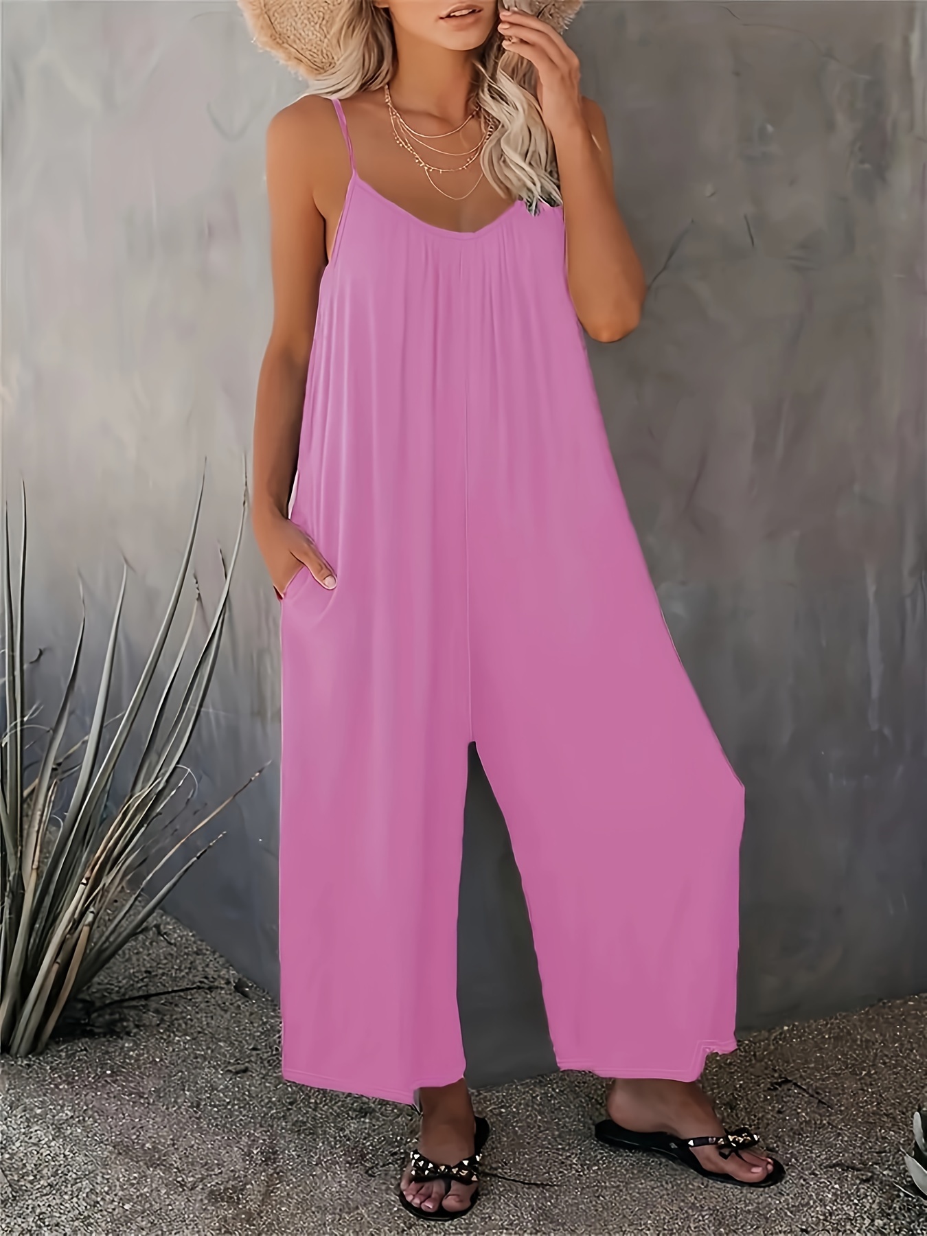 my orders placed Rompers for Women Dressy Casual Sleeveless  Spaghetti Straps Stretchy Loose Long Pants Romper with Pockets : Clothing,  Shoes & Jewelry