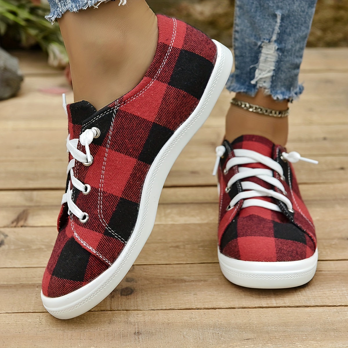 Plaid sneakers sale ladies