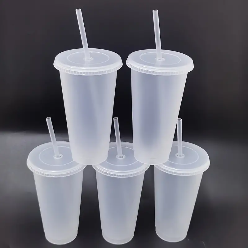 5 Bicchieri Plastica Riutilizzabili 24 Once Cannuccia E - Temu