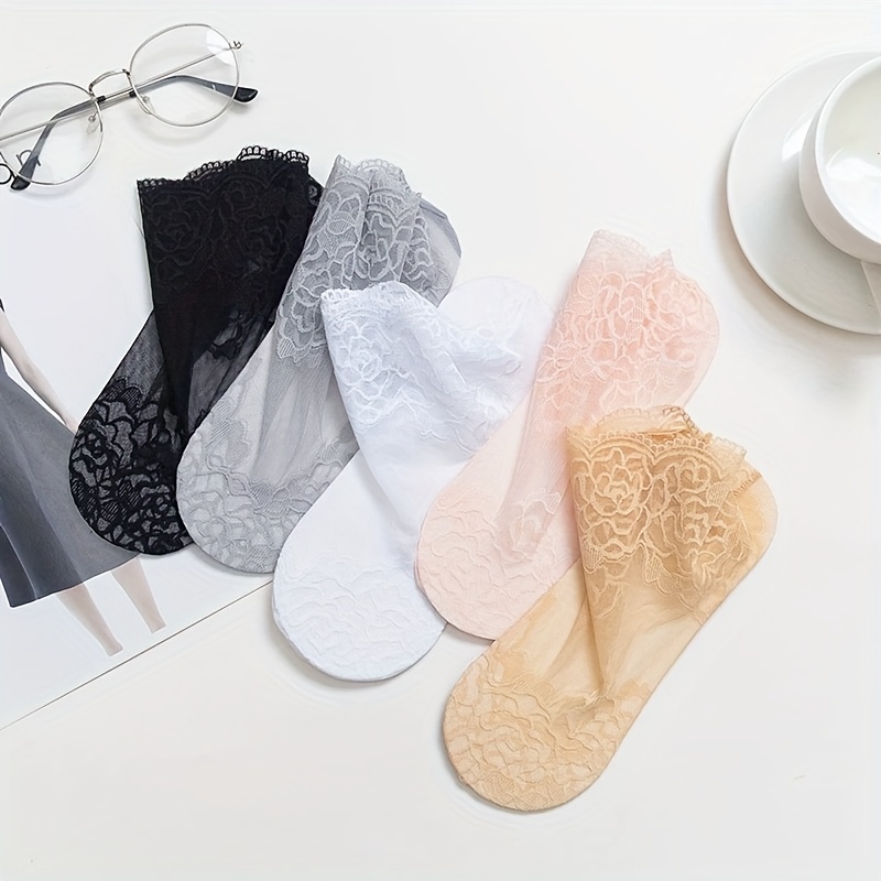 Socks, Women's Low-cut Socks, Spring And Summer Mesh Thin Trendy Cute Lace  Low-top Ankle Socks - Temu