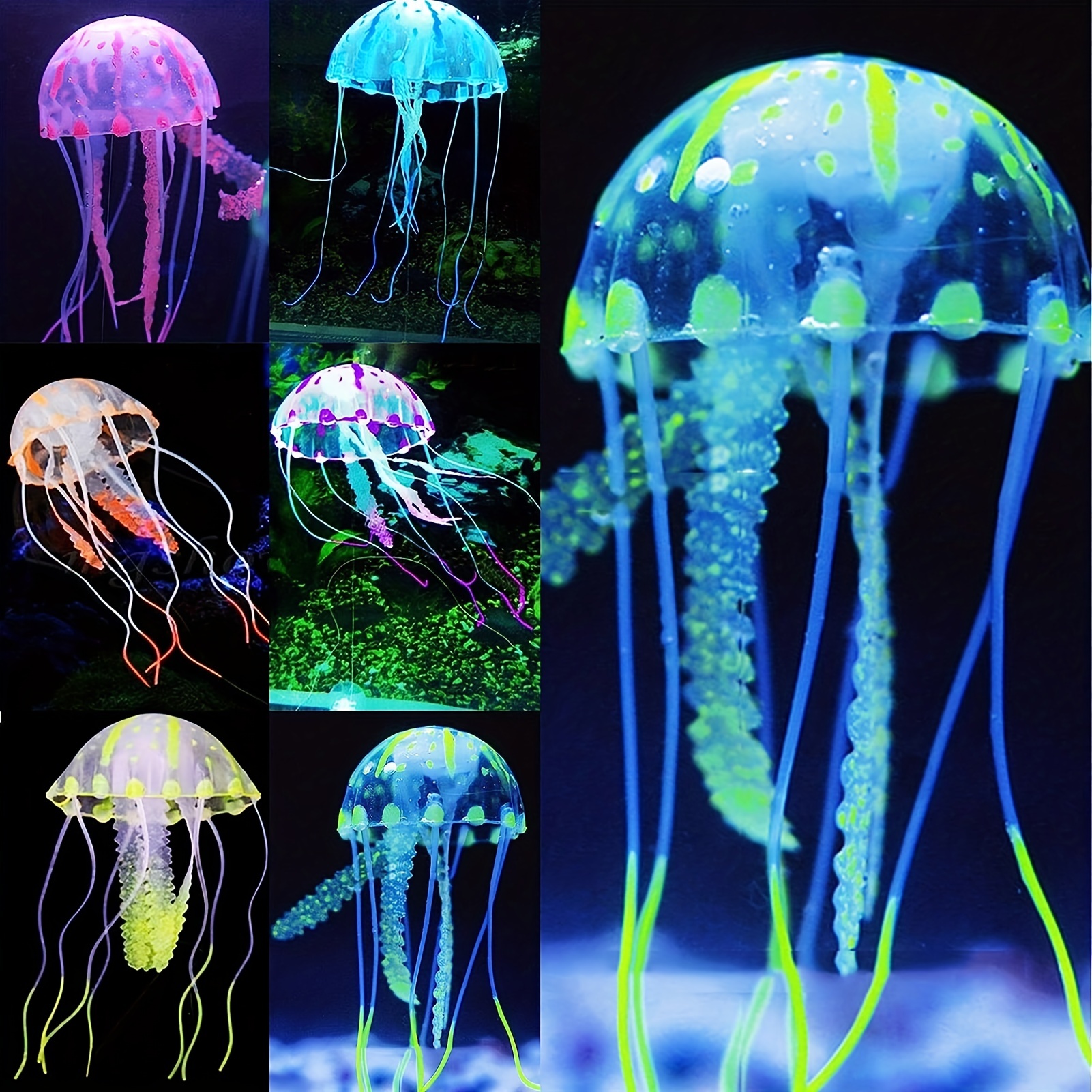 Simulazione meduse ornamento artificiale luminoso serbatoio di pesce  paesaggistica Decor acquario Silicone marino pesci galleggianti tropicali