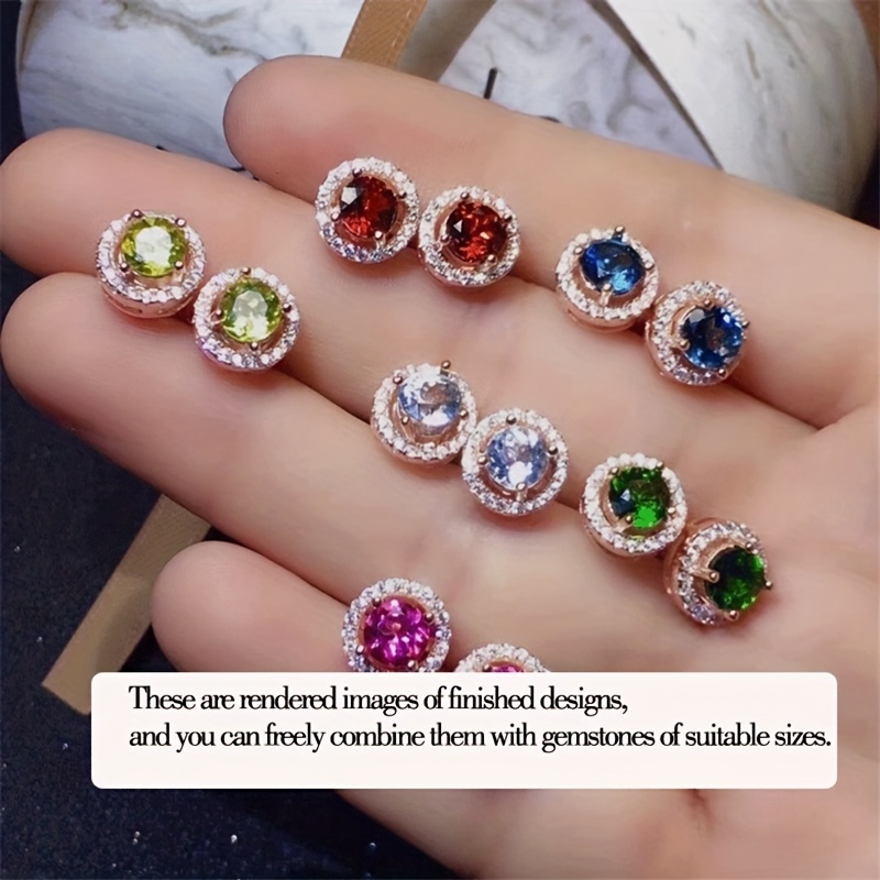 925 Sterling Silver Rose Golden Tone DIY Prong Studs