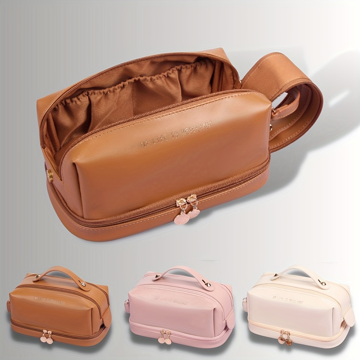 Travel Makeup Bag Large Capacity Double Layer Cosmetic Bag