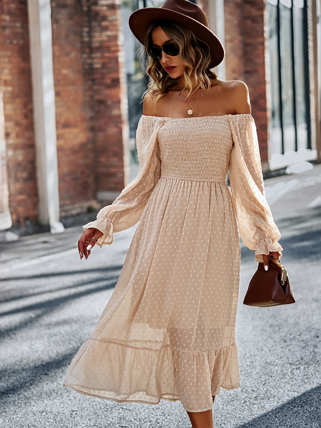 Off shoulder cheap long dress casual