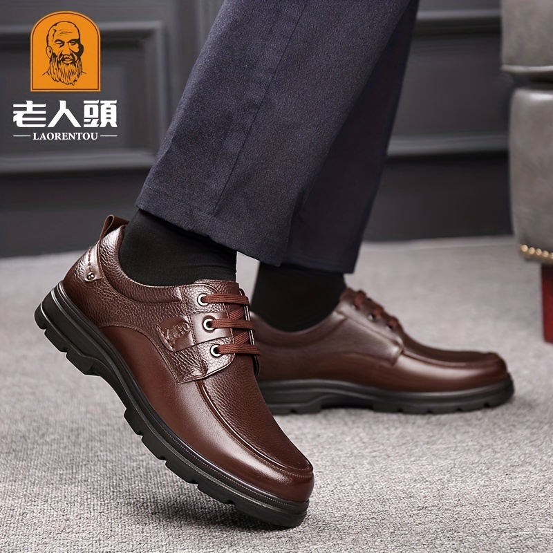 British Style Vintage Carved Men Shoes Genuine Leather Handmade Round Toe Shoes  Men Lace Up Brogue Shoes