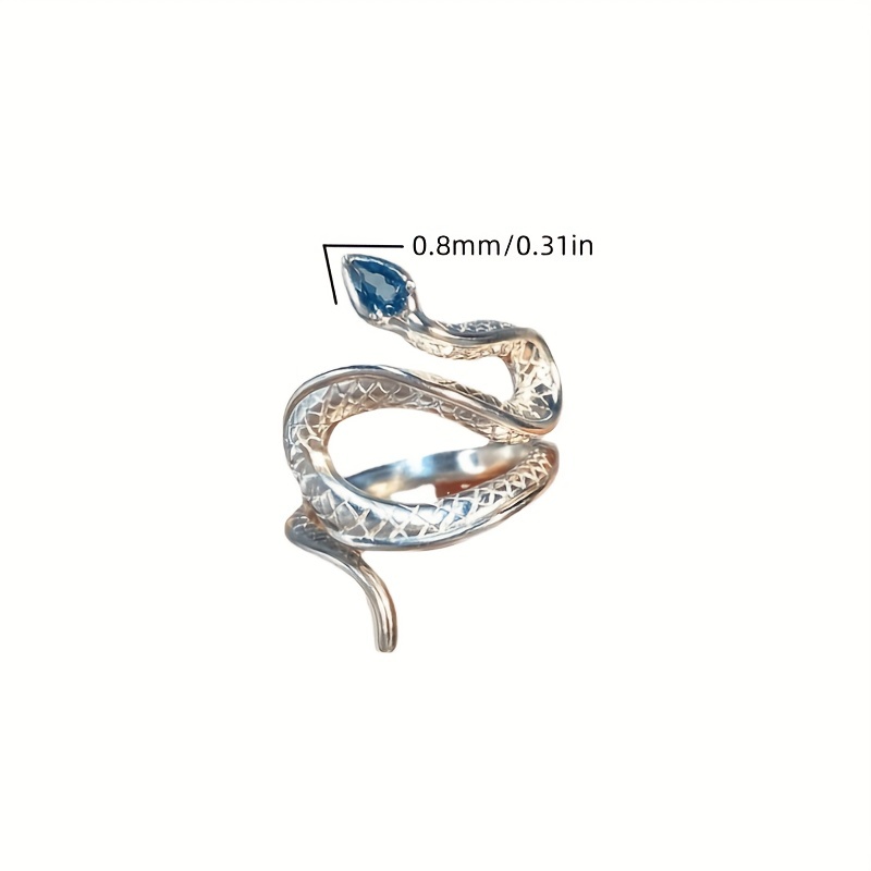 Men's Sea Topaz Snake Open Ring