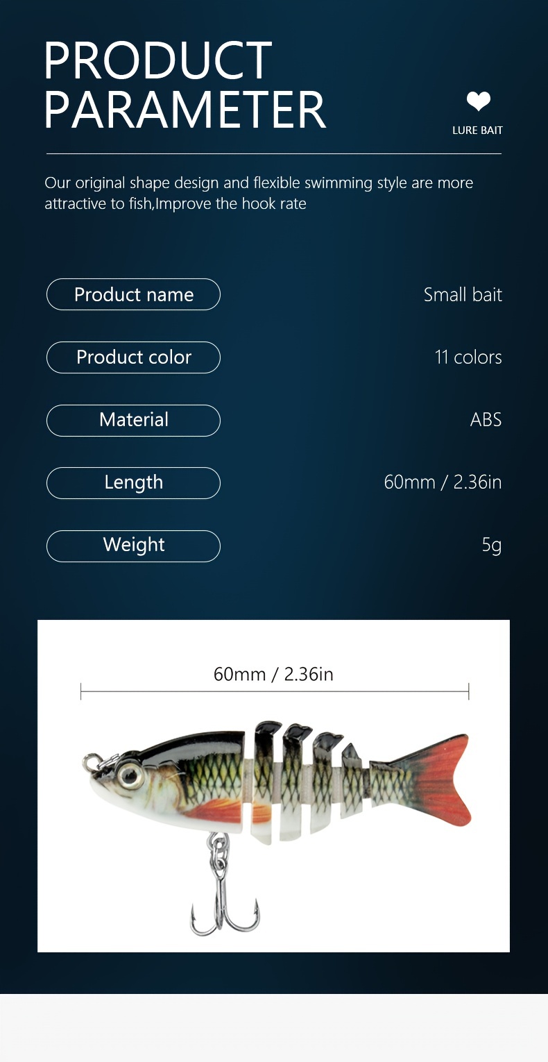 Hot Selling Artificial 90/110mm Realistic Hard 6 Segmented Fish Lure Multi  Jointed Fishing Lures Swim Bait Ocean Beach - China Fishing Lure and Fishing  Tackle price