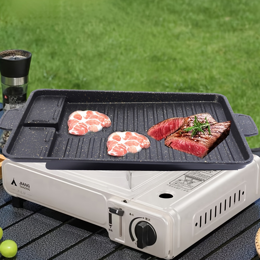 

Korean Non-stick Stone Grill Pan, Polished Medical Stone Indoor Outdoor Bbq Griddle Scratch-resistant, Smokeless Barbecue Hot Plate Tray For Camping Grill