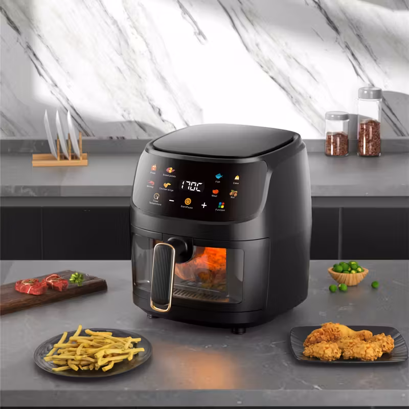 6l kapazität touchscreen airfryer mit großem farbdisplay, 1400w leistungsstarker fritteuse für pommes frites und hühnchenflügel, digitale temperaturregelung und timer, eisenkonstruktion, europäischer stecker (220-240v), küchengerät, schickes küchenzubehör, langlebiges küchenzubehör Produktdetails 0