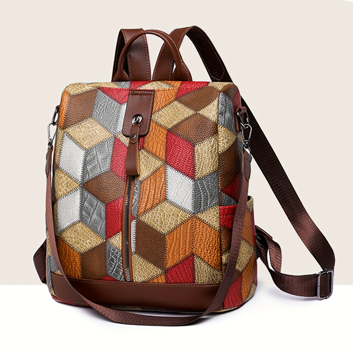 Mochila casual de viaje, Azul / Patchwork, Mochilas Daypack