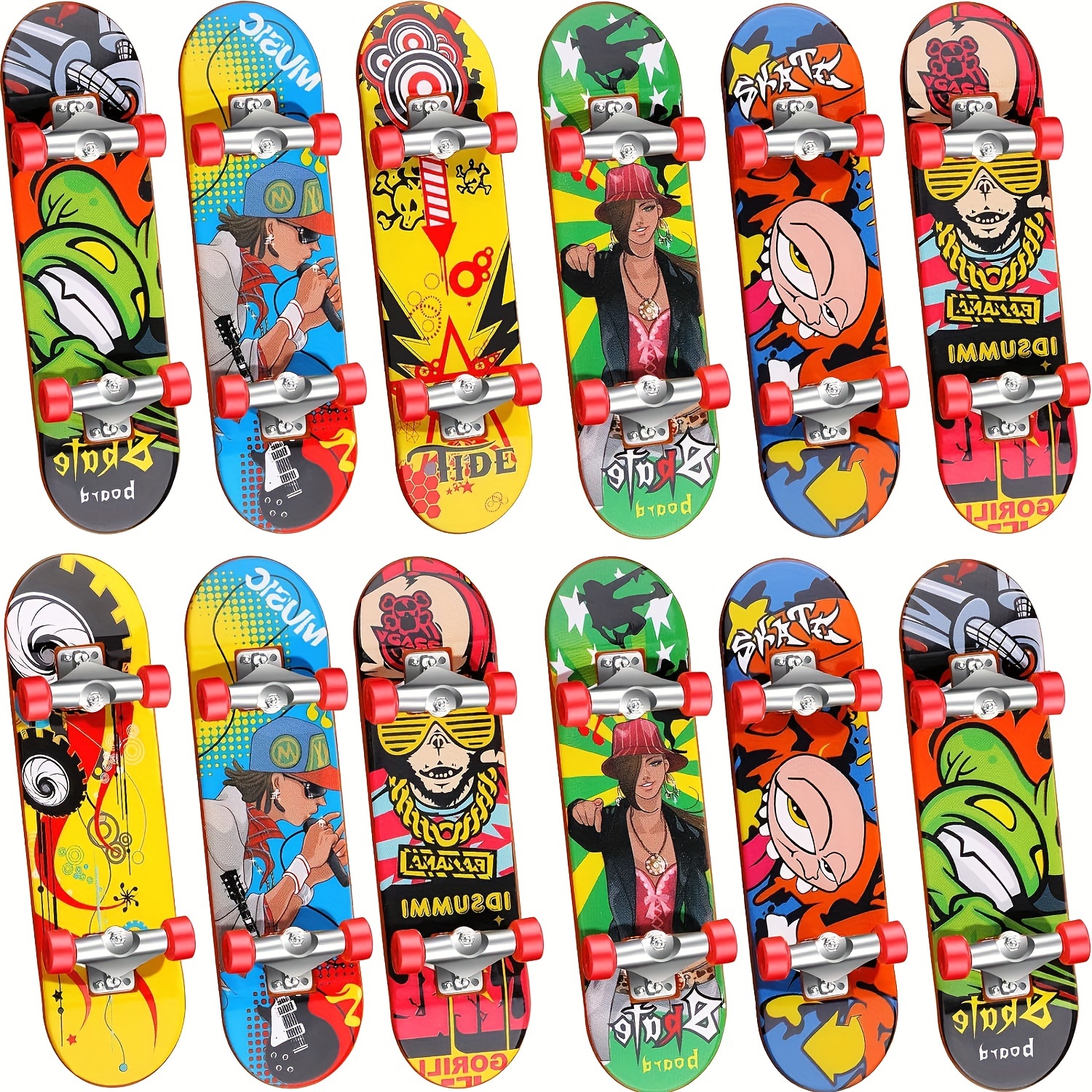 5pcs Mini Pack Finger Board Tech Skateboard Deck Truck Toy Gift Kids  Children