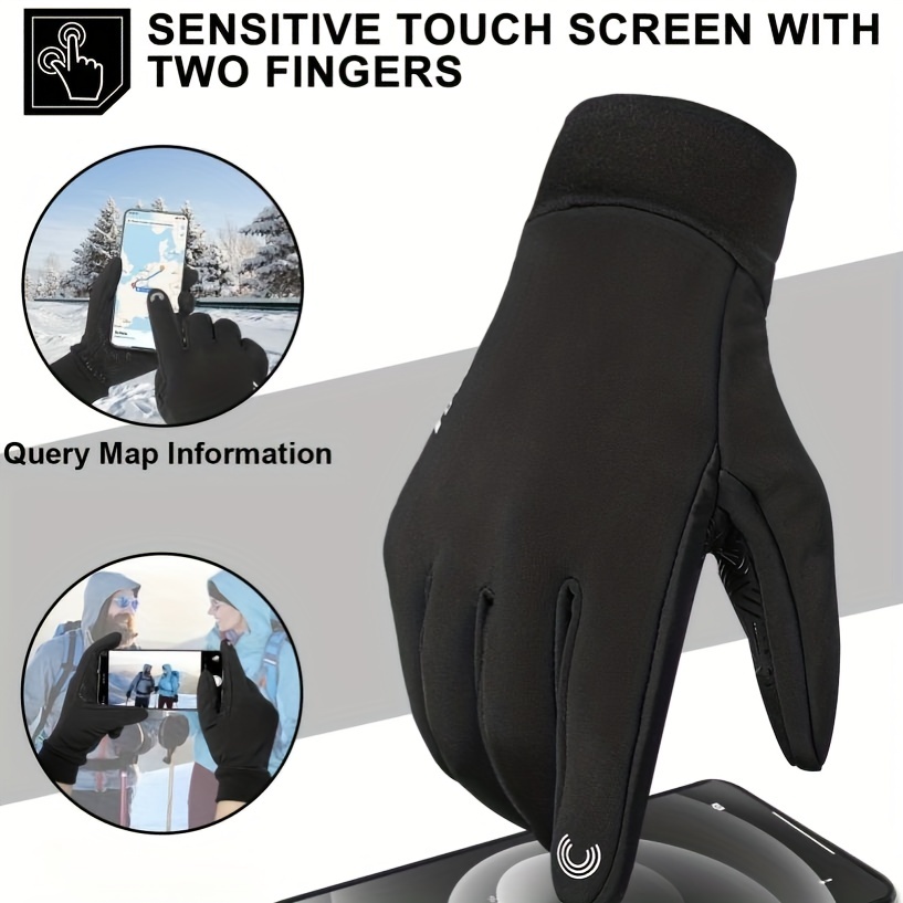 1 Coppia Di Guanti Da Ciclismo, Inverno Moto Impermeabile Caldo Touch Screen  A Due Dita Palmo In Silicone Antiscivolo Cinghia Striscia Riflettente Guanti, Alta Qualità E Conveniente