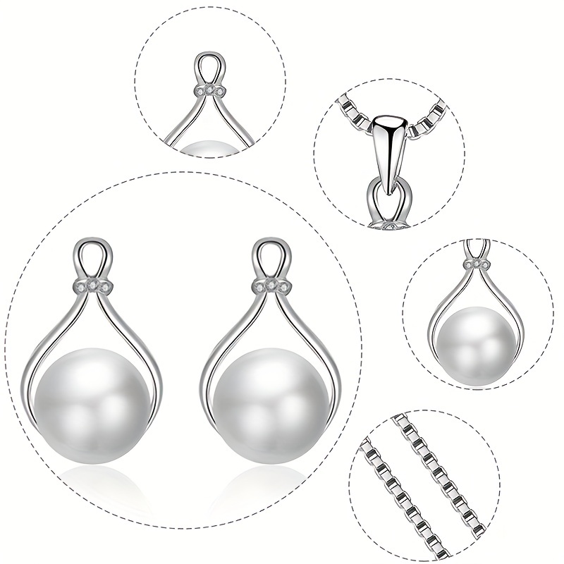 2 Pieces Simple Fashion Geometric Circle Decorative Chain Stitching Men's  Imitation Pearl Necklace Set