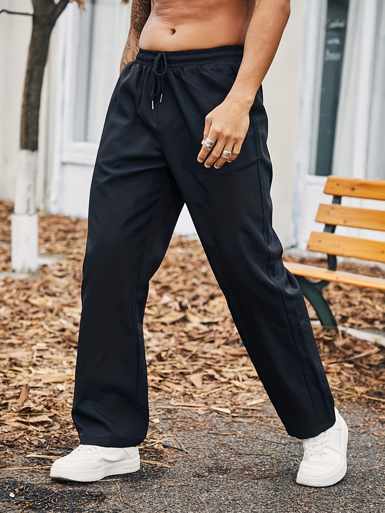 Plus Size Solid Casual Pants —