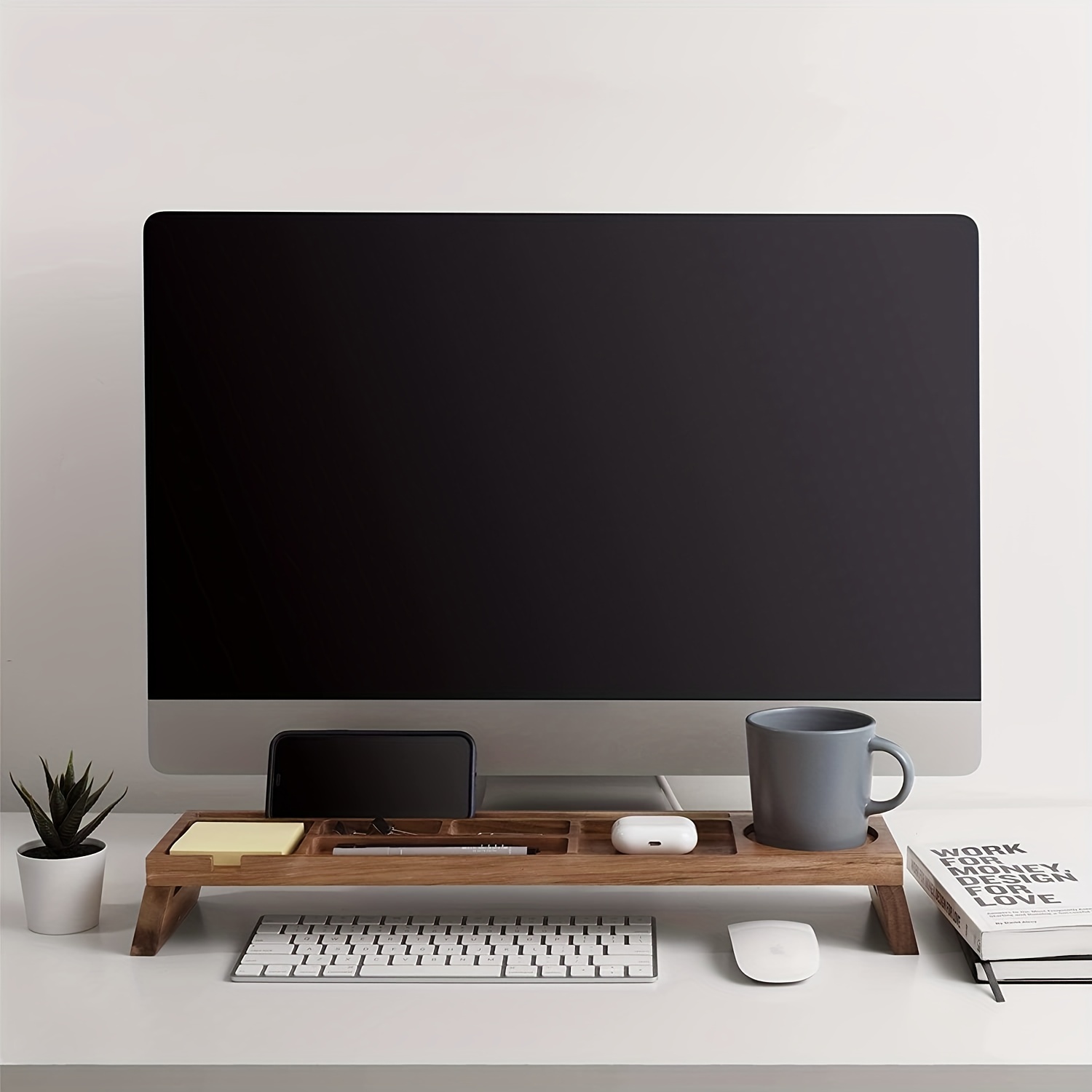 Wood Office Desk Shelf Organizer Desktop Supplies - Temu