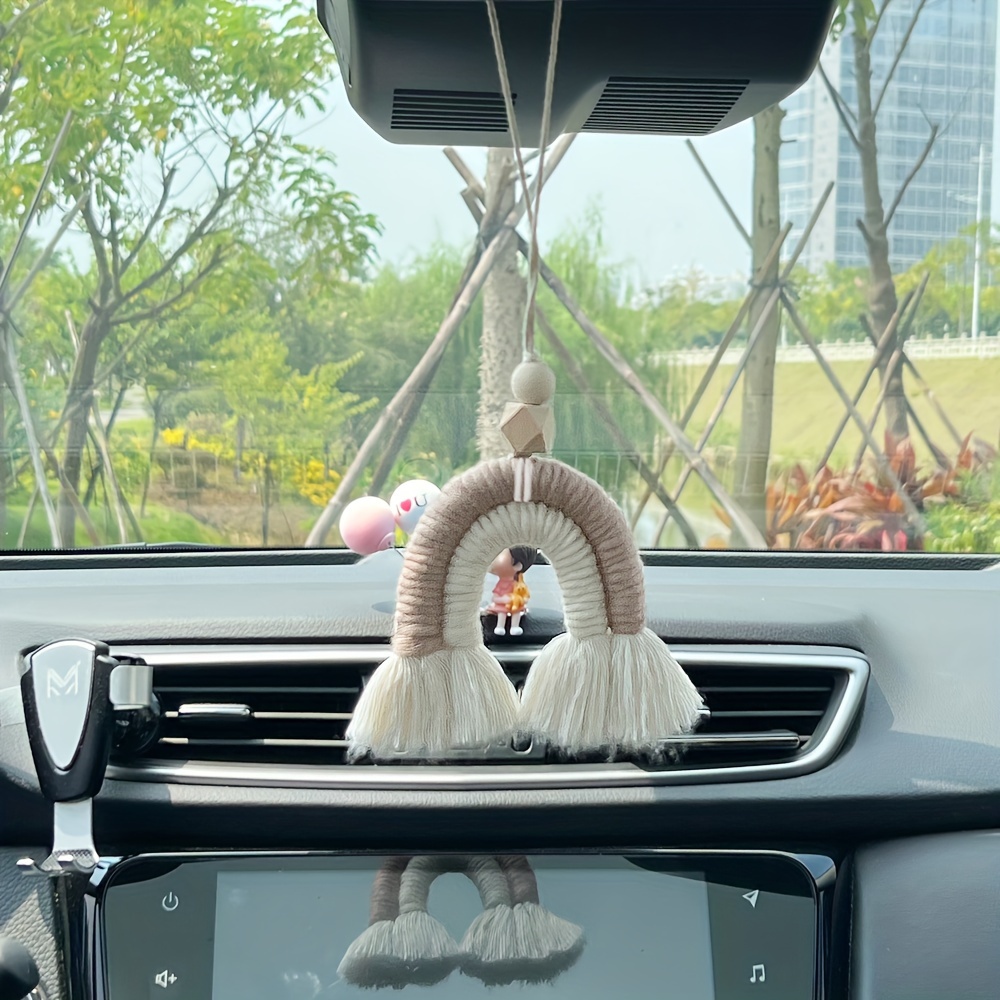 Car Mirror Hanging Accessories - Car Interior Rearview Mirror Decorative  Pendant - Handmade Crochet Interior Car Accessories- Weaving Cute  Decorative