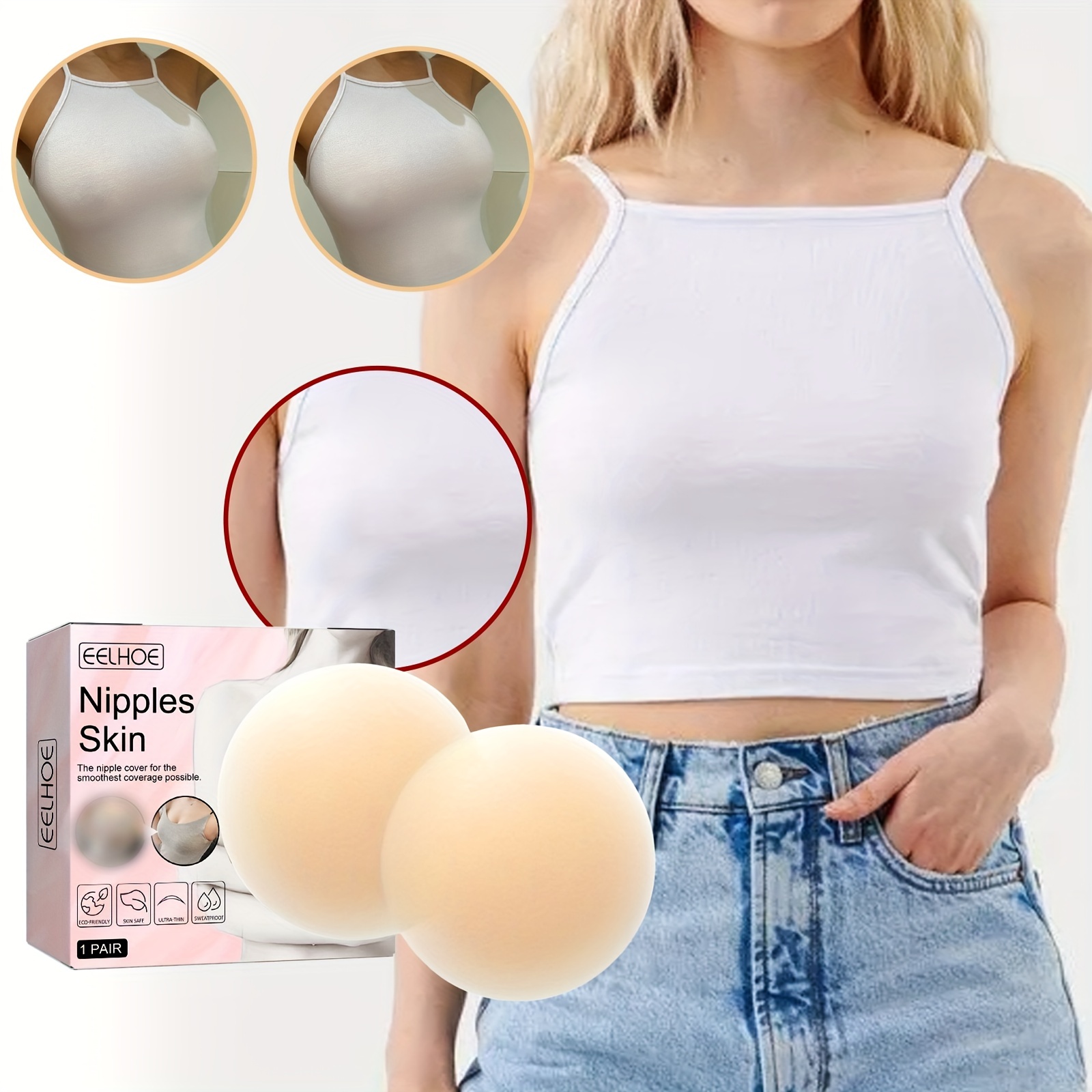 Invisible Stick-on Silicone Bra, Seamless Breathable Push Up Lift