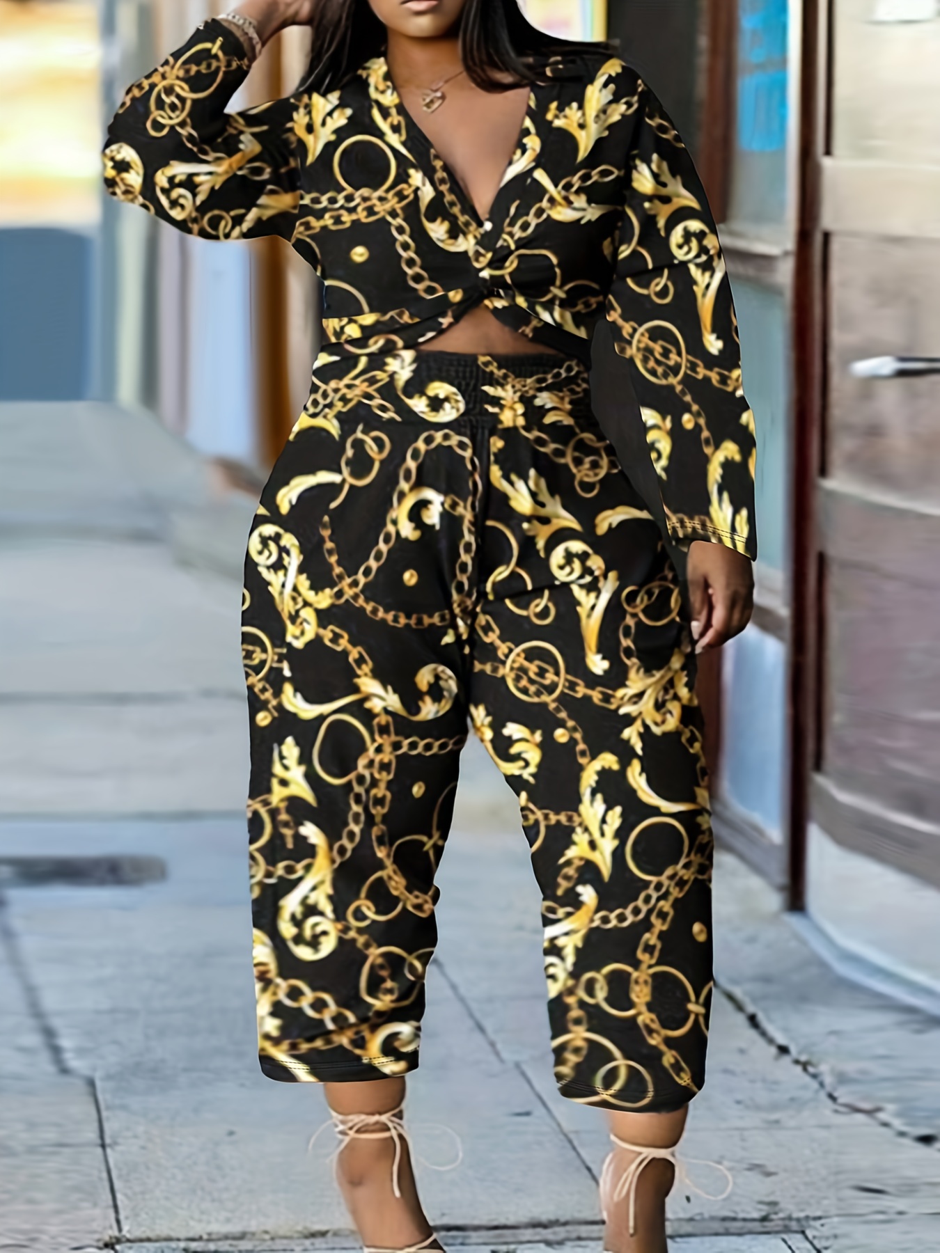New Design African Casual Pants Suits Plus Size Two-Piece Set