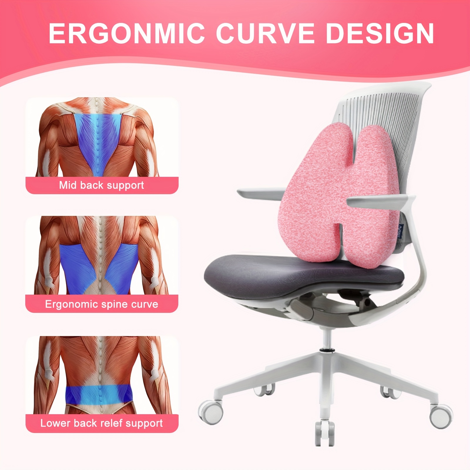 Ergonomic Cushion For Office Chair Support Back Pain