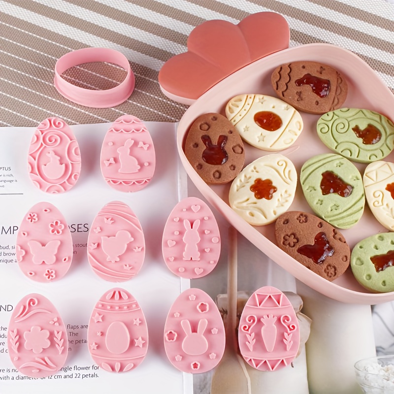 Easter Egg 1 Cookie Cutter And 9 Cookie Stamps Plastic - Temu