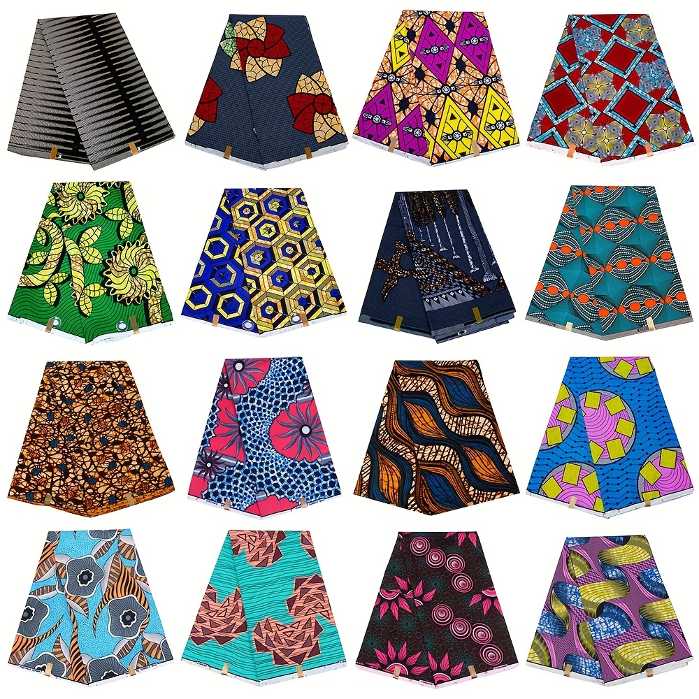 6 Yards African Fabric Golden Powder Ankara Cotton Fabric For Sewing