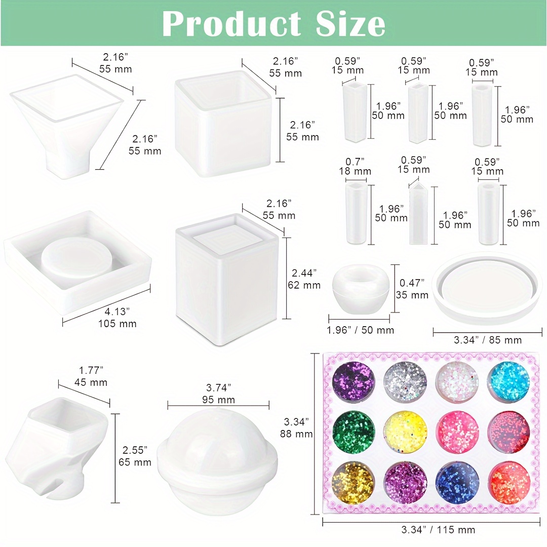 18pcs DIY Silicone Resin Casting Molds Tools Set, Epoxy Resin Molds for  Jewelry Craft Casting, Including Cube, Pyramid, Sphere, Diamond, Stone  Resin