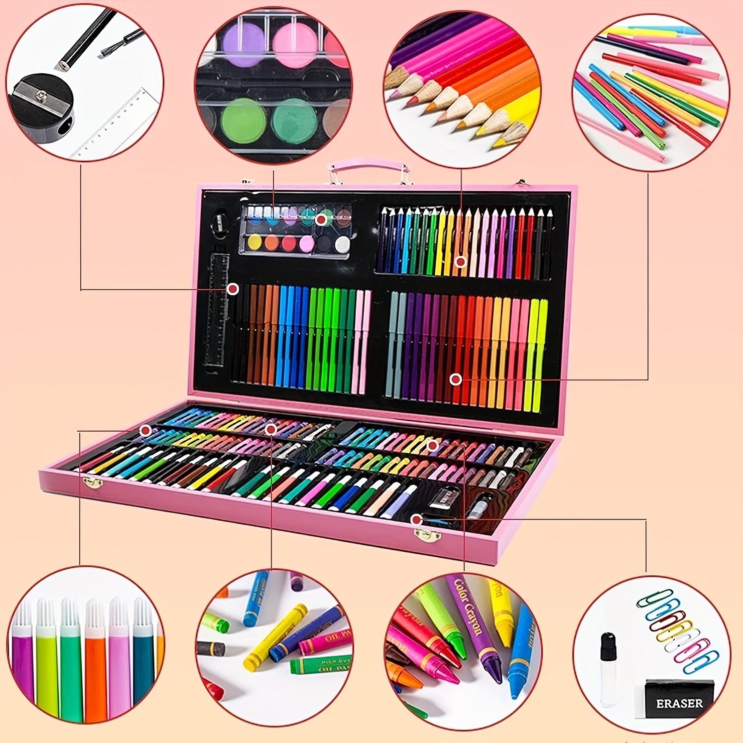 180pcs Painting Kits Oil Painting Sticks, Watercolor Pens, Crayons