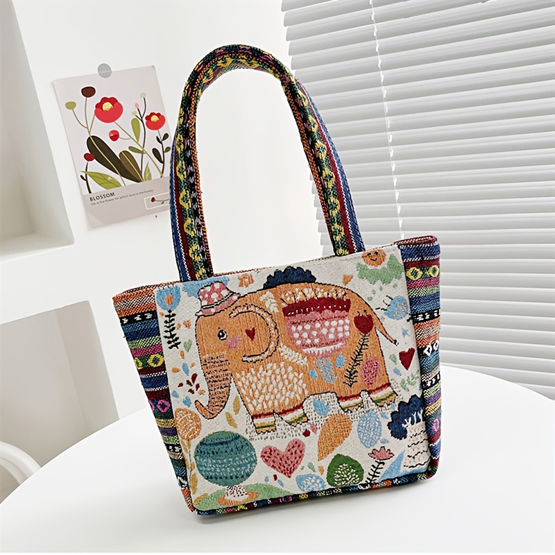 Retro Style Cow Print Tote Bag, Tassel Zipper Shoulder Bag