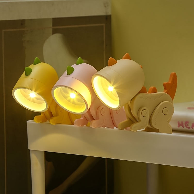 1pc cute mini dinosaur night light diy cartoon desktop lamp with ears for cute pet and table decoration details 1