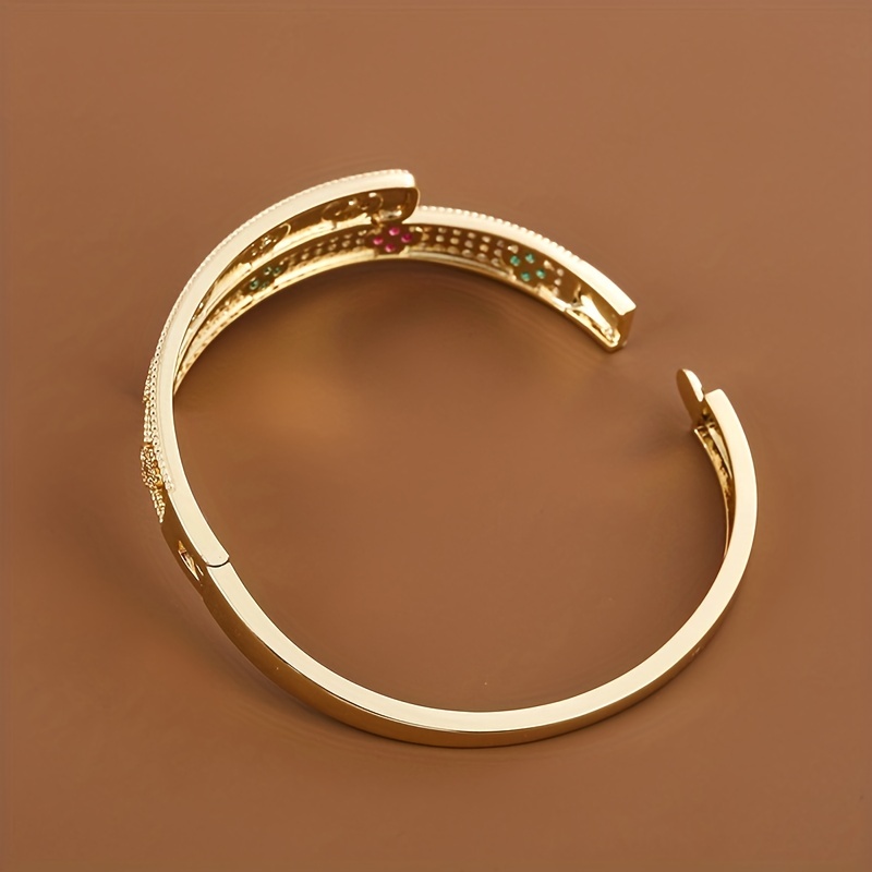 Gold Plated Dainty Clover Charm & Cuff Bracelet Cartier Four 