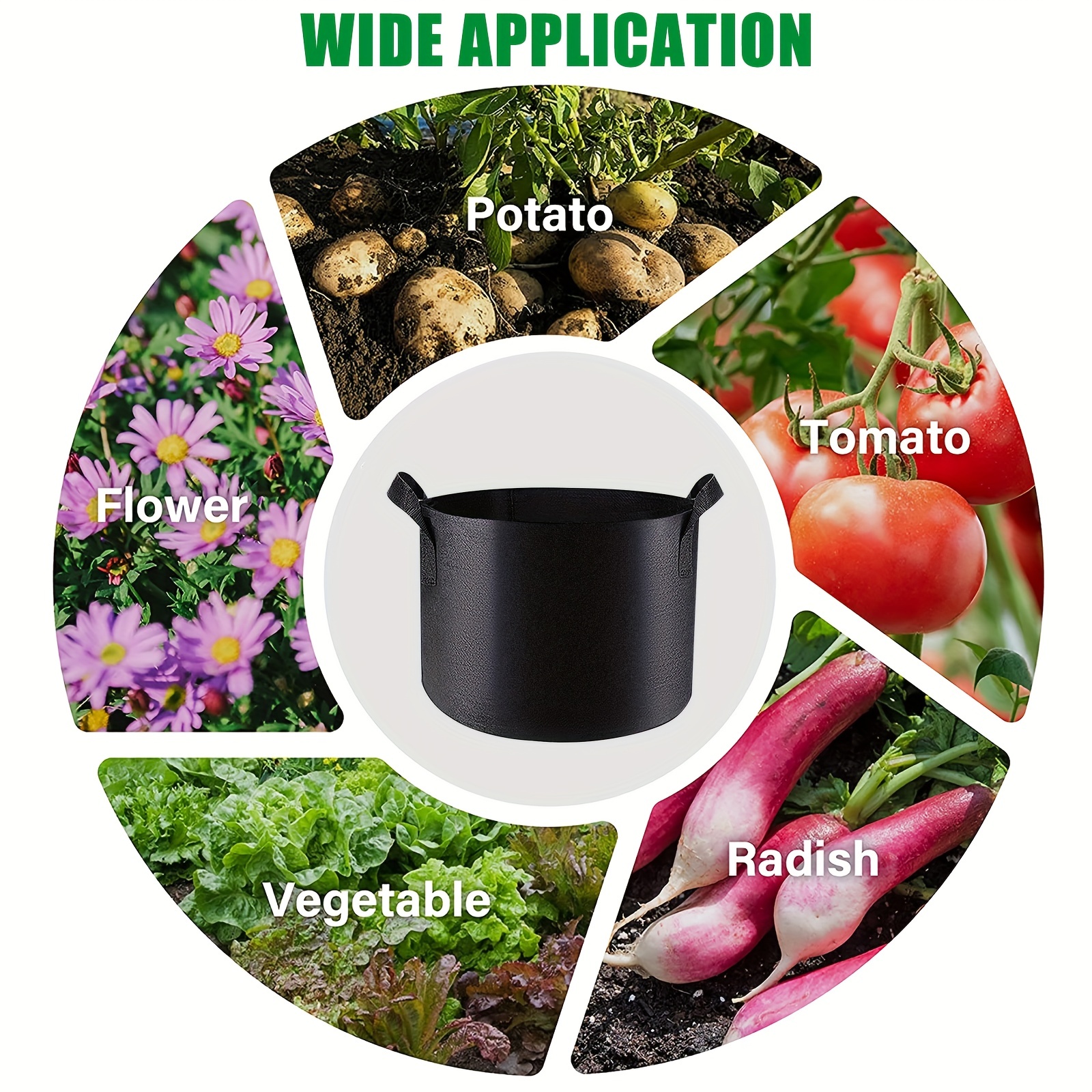 10/7/5 Gallon Potato Grow Bags Breathable Garden Vegetables