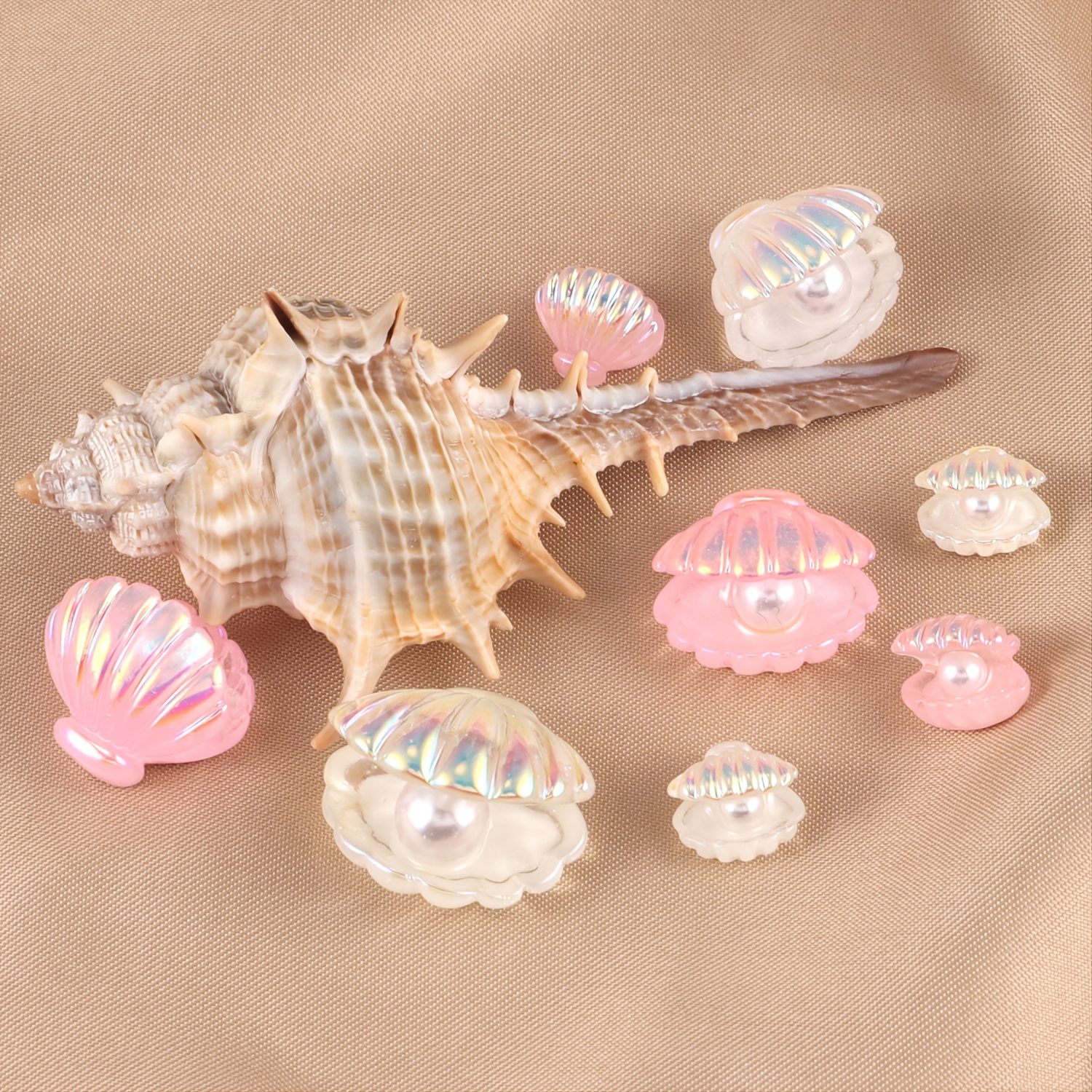 6pcs Colorful Mixed Pack Pearl Shells, Plastic Simulated