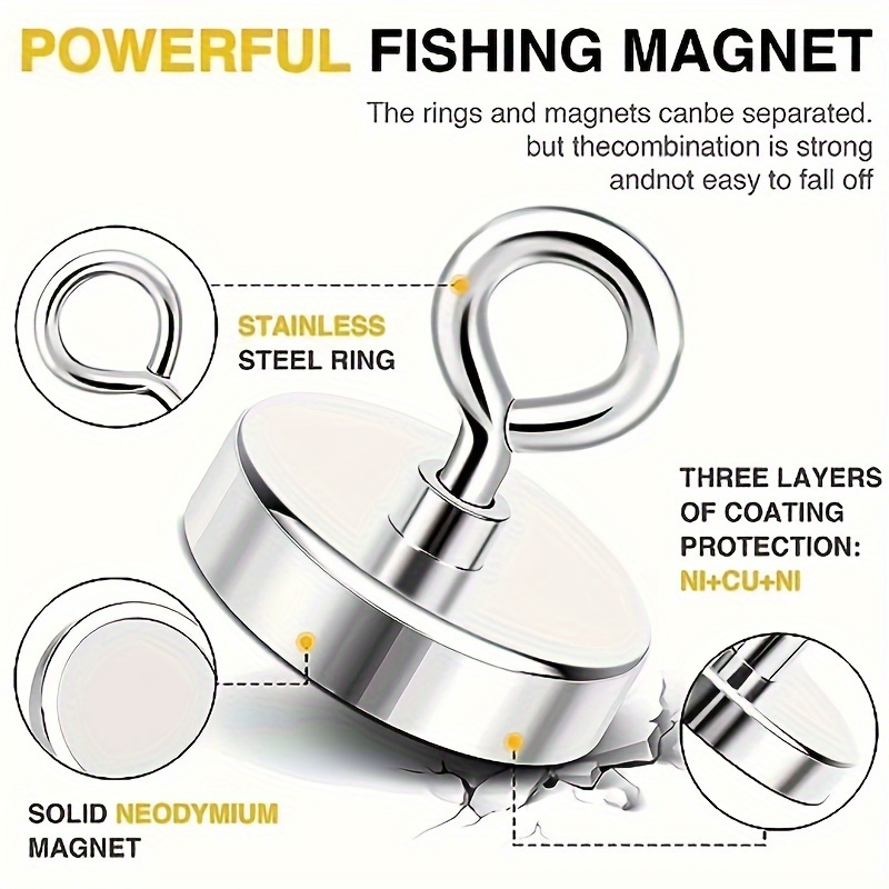 1pc NiceMag Neodymium Fishing Magnets, 1000lbs (453KG) Pulling Force Rare  Earth Magnet With Countersunk Hole Eyebolt Diameter 3.54 Inches (90mm) For R