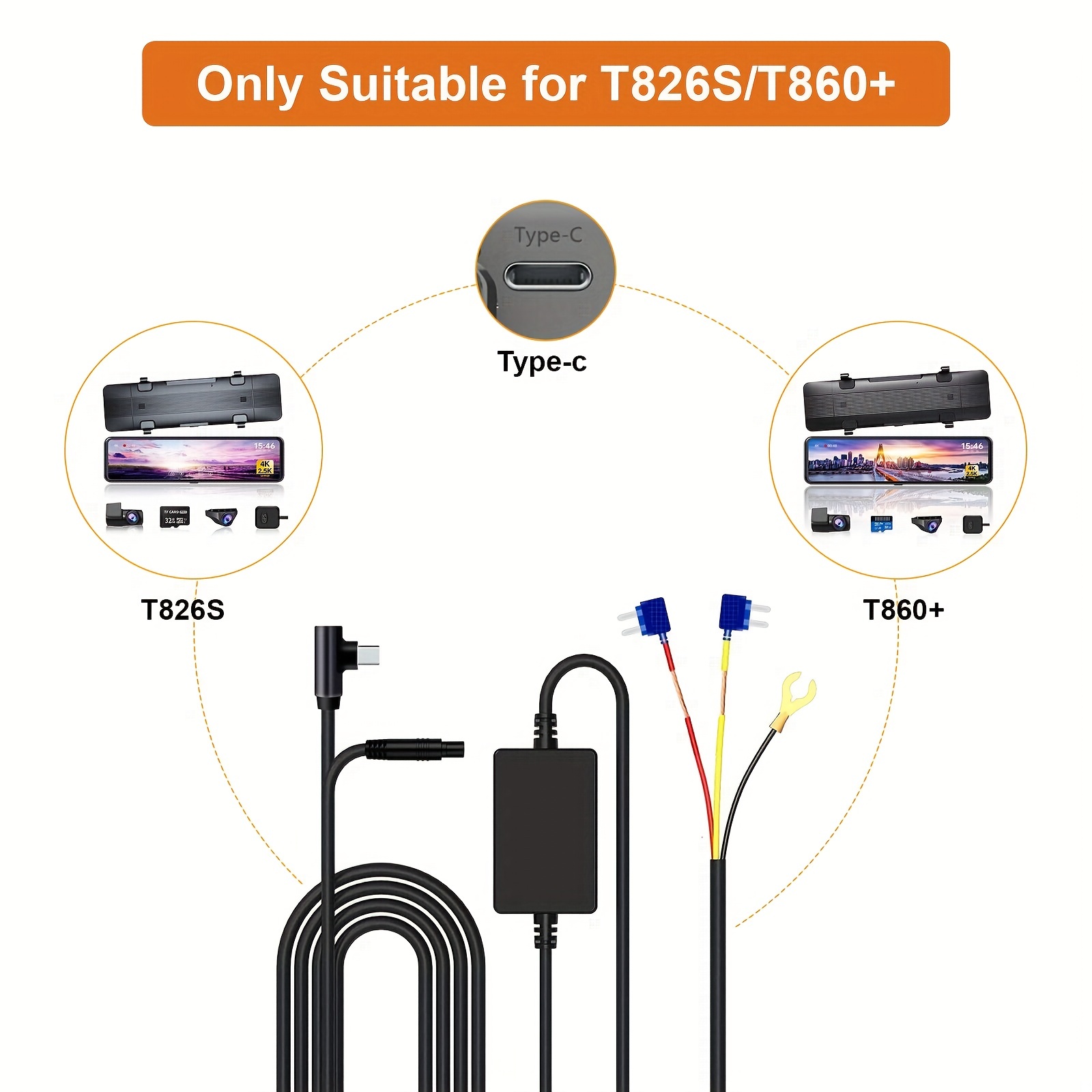  BE.FT Dash Cam Hardwire Kit, Type-C Hard Wire Kit 11.5