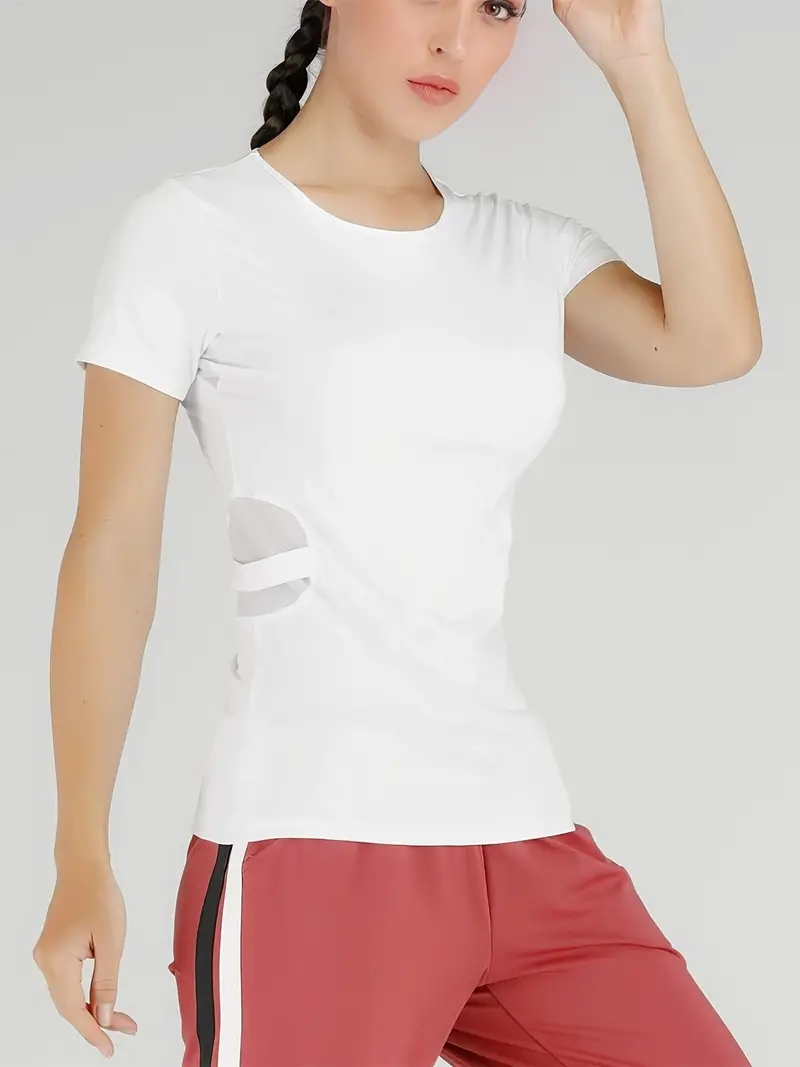 Womens Short Sleeve Linen Blouses Hollow Breathable Yoga Training Bra Bra  Workout Women Casual Tee T Shirt