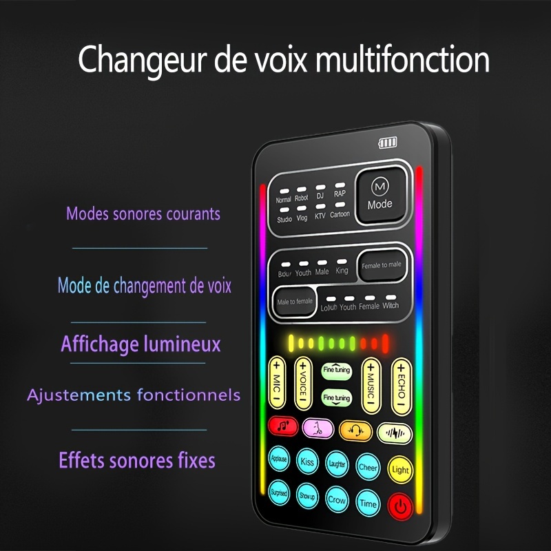 Mini changeur de voix portable Multiple Effet audio Live Sound Changing  Card Haut-parleur pour Mobil