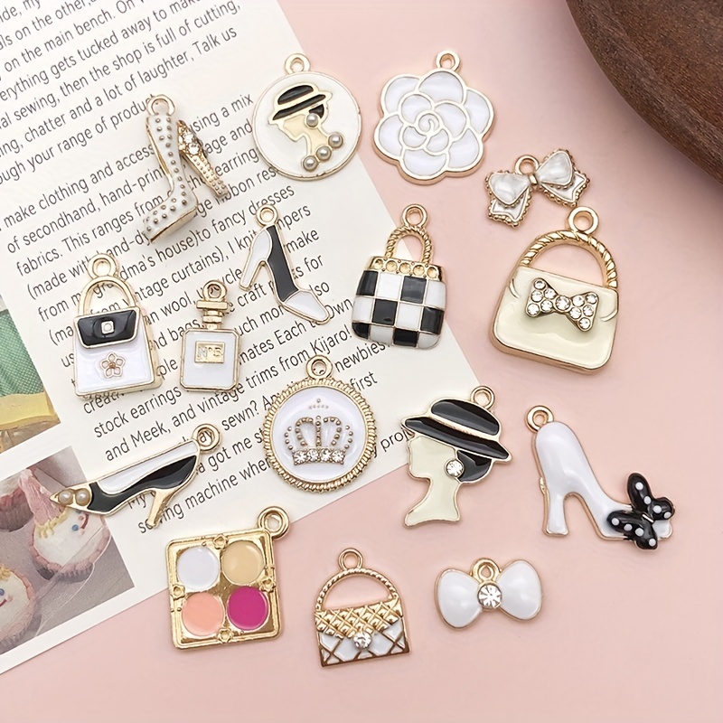 Assorted Mini Gold-plated Enamel Charms Women Makeup Fashion