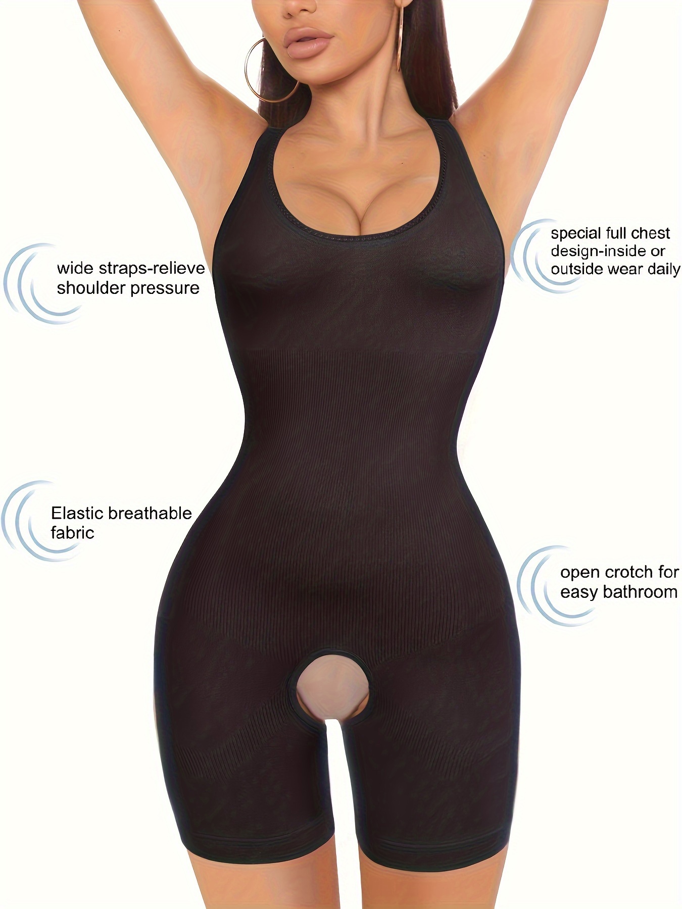 Women Solid Yoga Ribbed Tummy Control Jumpsuit, Slant Shoulders Workout  Jumpsuit, Women's Activewear