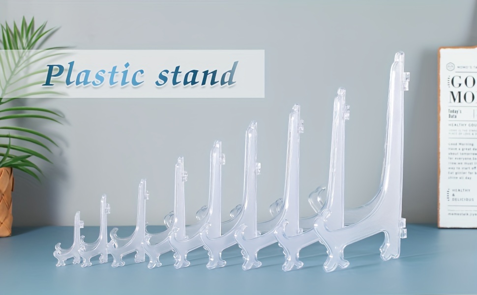 200 Pcs Easels Acrylic Plastic Easels for Display Clear Plastic Plate Stands Plastic Picture Easel Mini Easel Stand for Plates Cookies Artworks
