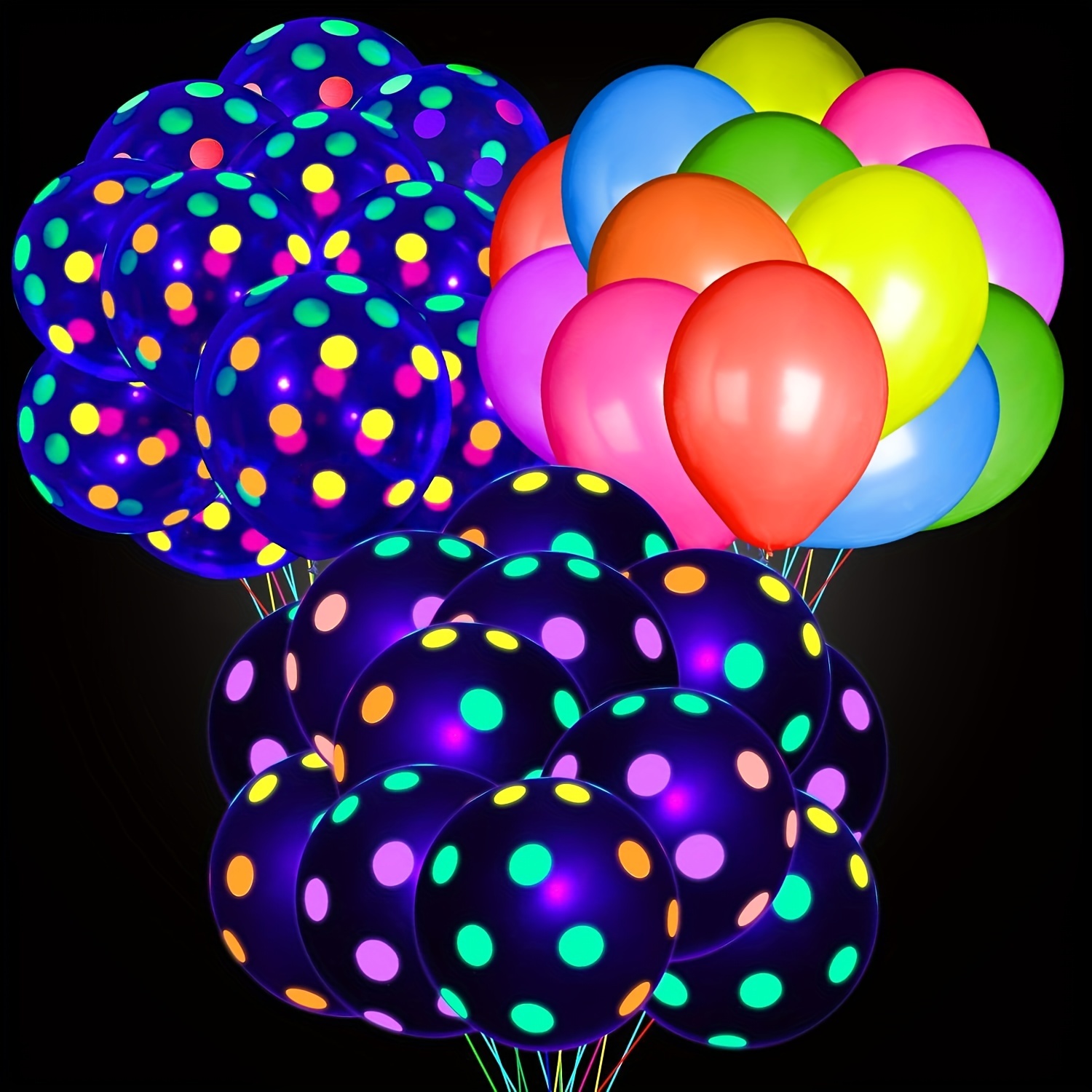 Uv Neon Balloons Dot Print Balloons Glow In The Dark Uv - Temu