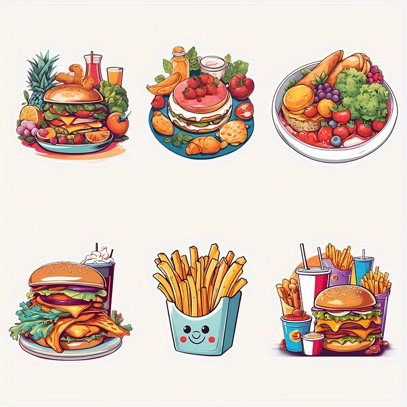 Colorful Gourmet Pattern Cake Dessert And Burger Fries - Temu