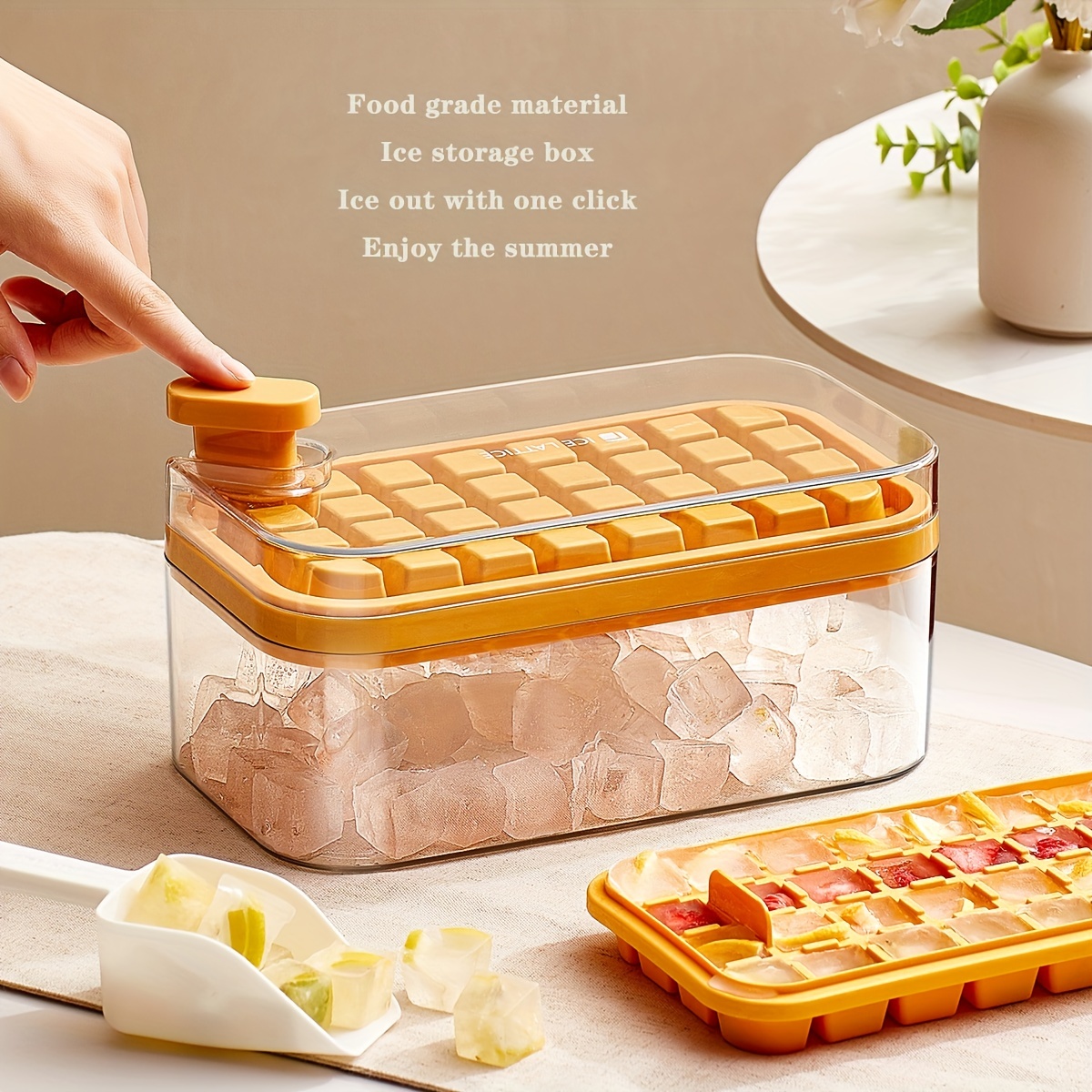 1pc Plastic Ice Cube Mold, Minimalist Multi-grid Ice Cube Mold For Home