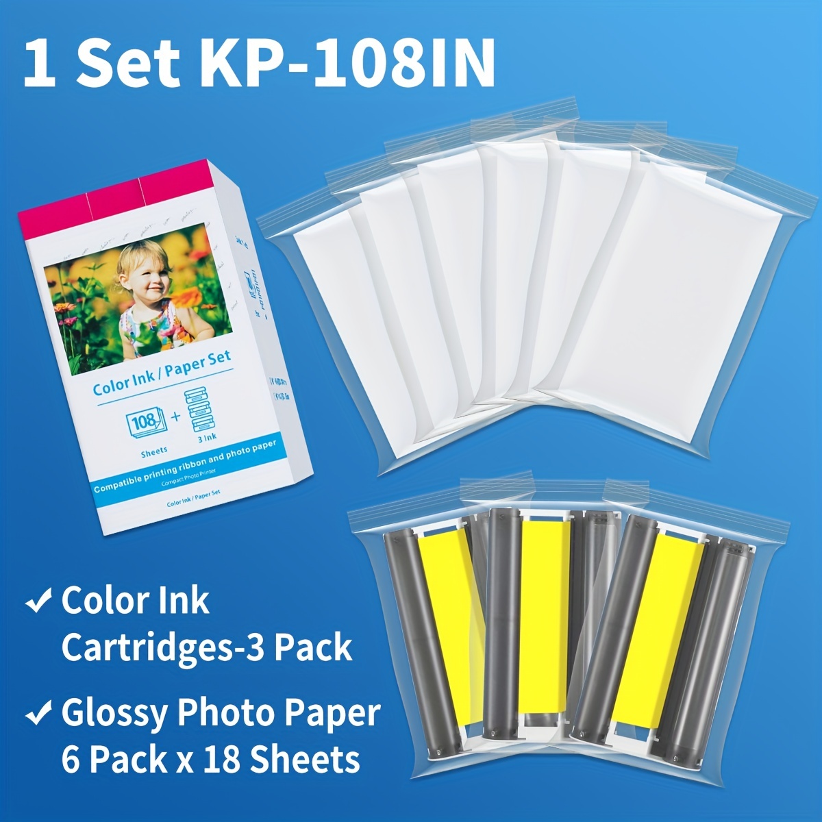 Acheter Papier Photo Canon + Encre KP-108IN - 108 Tirages