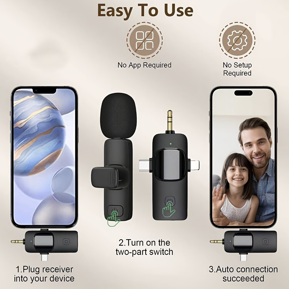 NEWWARE 2 Pack Wireless Lavalier Microphones for iPhone iPad w