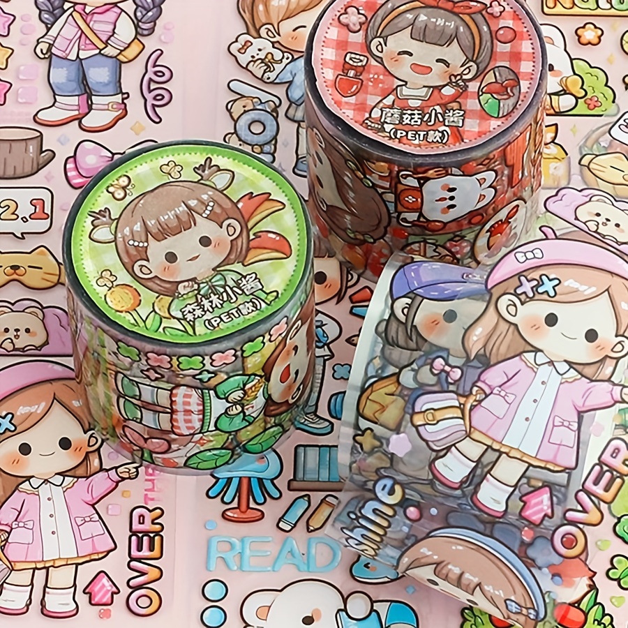 4 Unids/set Paquete Pegatinas Washi Dibujos Animados Kawaii - Temu