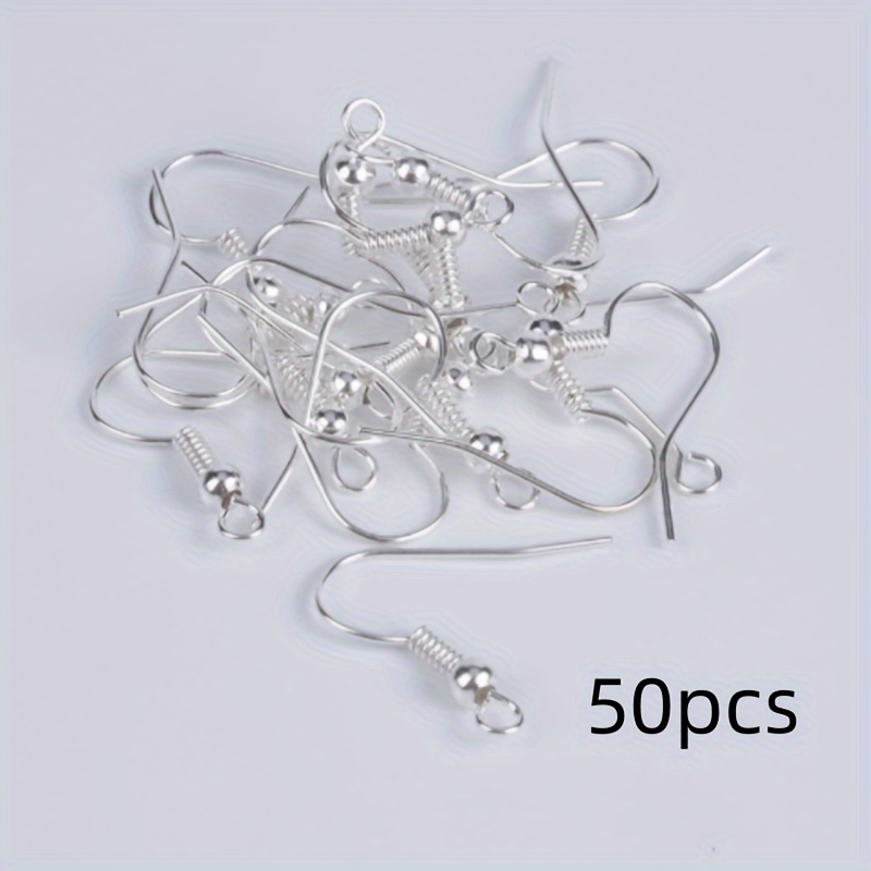 50/100pcs Hypoallergenic Earring Hooks Silver Ear Wires Fish Hooks Nickel  Free Stainless Steel Earring Hooks For DIY Earrings Jewelry Making Supplies