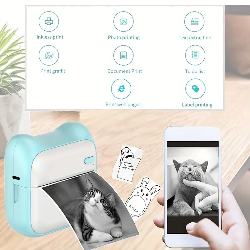 Mopoin Mini Printer, Thermal Printer Mobile Phone Printer Portable Photo  Printer Mini Photo Printer for Smartphone Compatible with Android iOS with  14 Rolls Printer Paper for Students, Office Workers: : Computer 