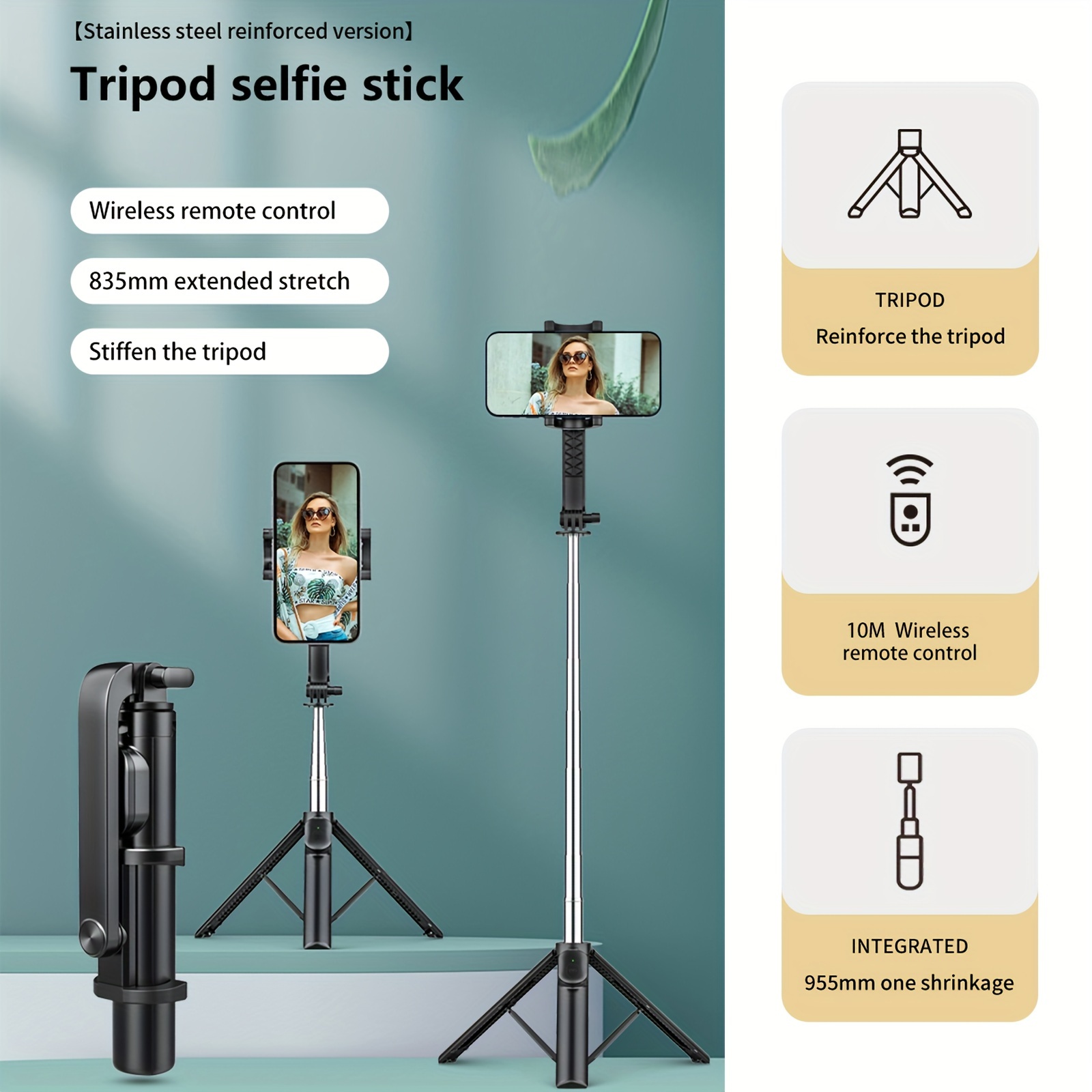 Selfie Stick Trípode Control Remoto Inalámbrico Selfie Stick - Temu Chile