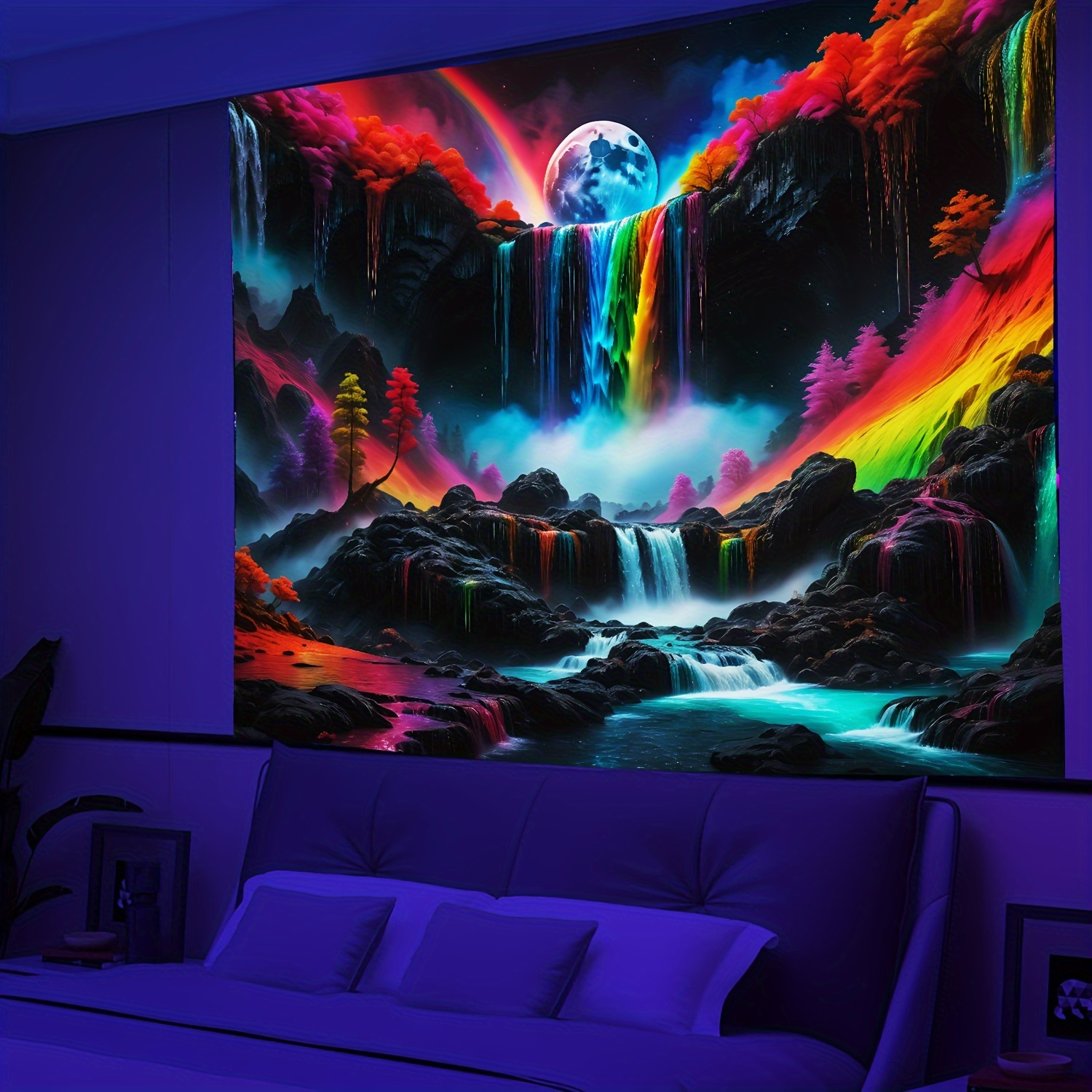 Artist Paints Rooms With Murals That Glow Under Blacklight